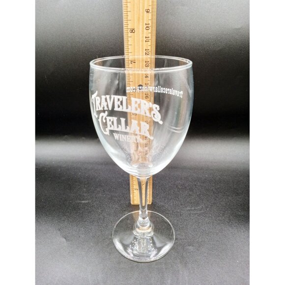 Travelers Cellar Winery Wine Glass Clear 8 inches Tall Stemware Logo Collectible - Picture 4 of 9